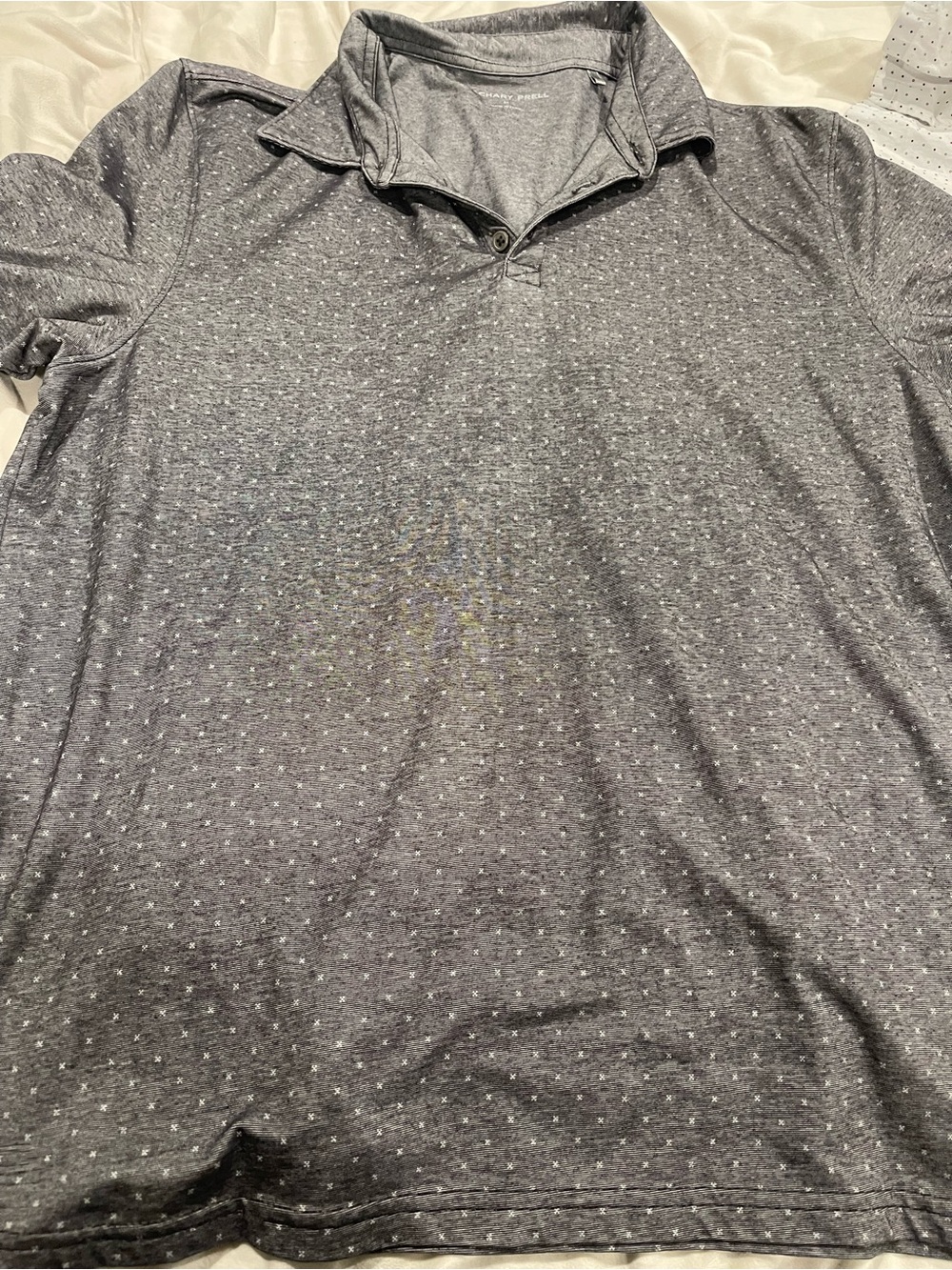 Zachary Prell Men's Gray Short-Sleeve Polo with Subtle Dot Pattern